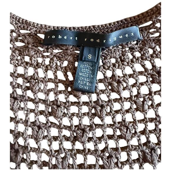 Robert Rodriguez Womens Knit Tank Top Brown Cotton Crochet Shirt Layer S - Picture 5 of 7